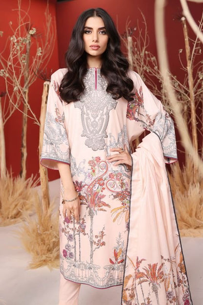 Alkaram - 3 Pc Embroidered Cambric Suit With Digital Broshia Dupatta