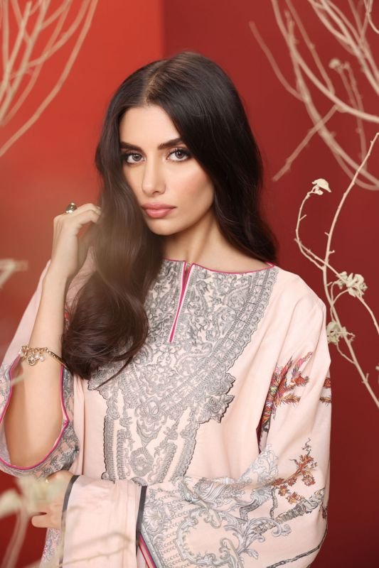 Alkaram - 3 Pc Embroidered Cambric Suit With Digital Broshia Dupatta