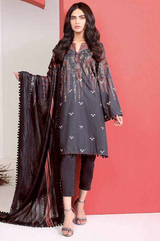 Alkaram - 3 Pc Printed Cambric Suit With Digital Broshia Dupatta