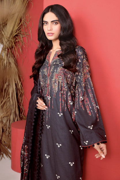 Alkaram - 3 Pc Printed Cambric Suit With Digital Broshia Dupatta