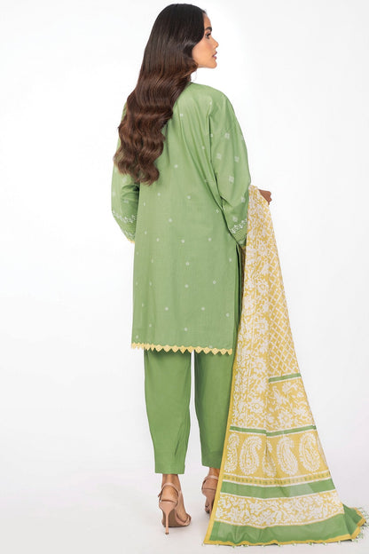 3 Pc Embroidered Cambric Suit With Lawn Dupatta