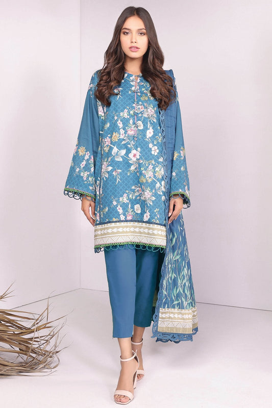 Alkaram - 3 Pc Printed Cambric Suit With Digital Doriya Dupatta