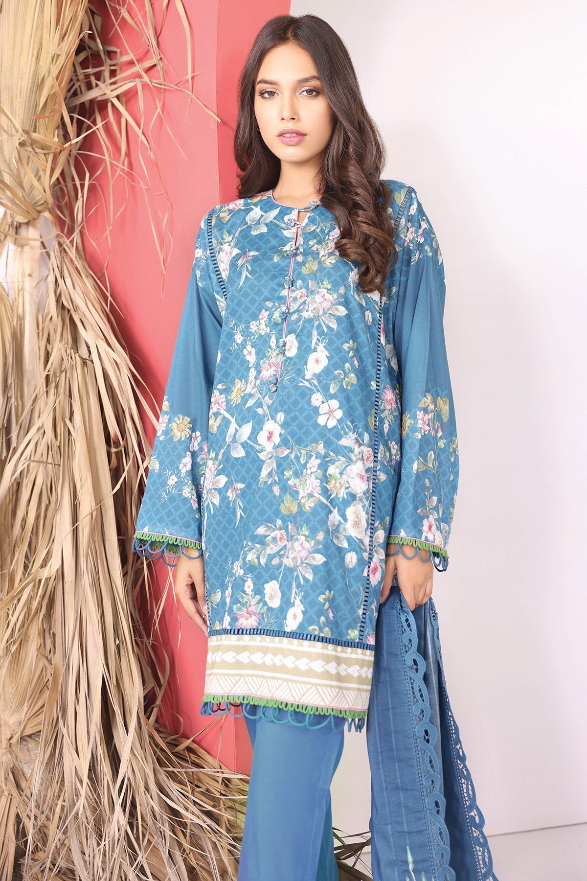 Alkaram - 3 Pc Printed Cambric Suit With Digital Doriya Dupatta