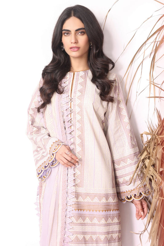 Alkaram - 3 Pc Printed Cambric Suit With Chiffon Dupatta