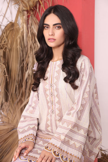 Alkaram - 3 Pc Printed Cambric Suit With Chiffon Dupatta