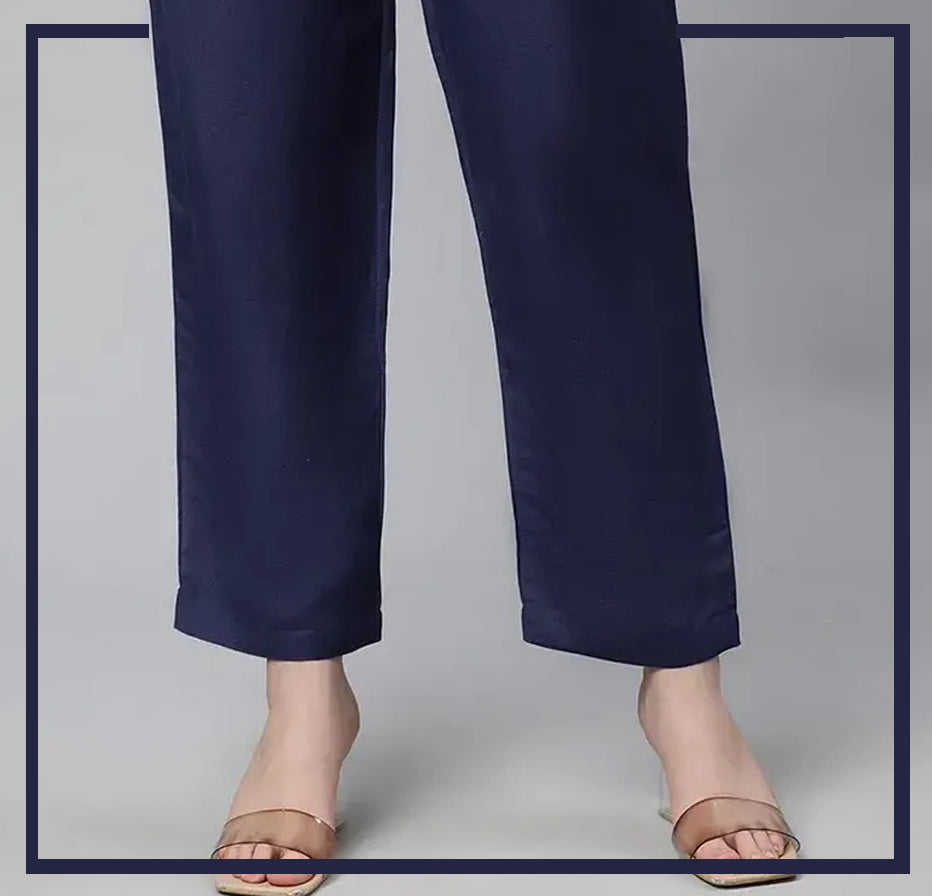 Bustangi - Navy Blue Unstitched Cambric Trouser