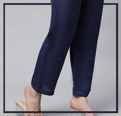 Bustangi - Navy Blue Unstitched Cambric Trouser