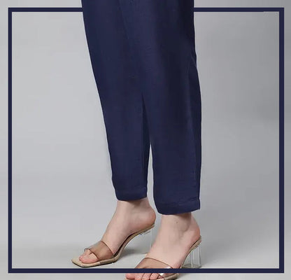 Bustangi - Navy Blue Unstitched Cambric Trouser