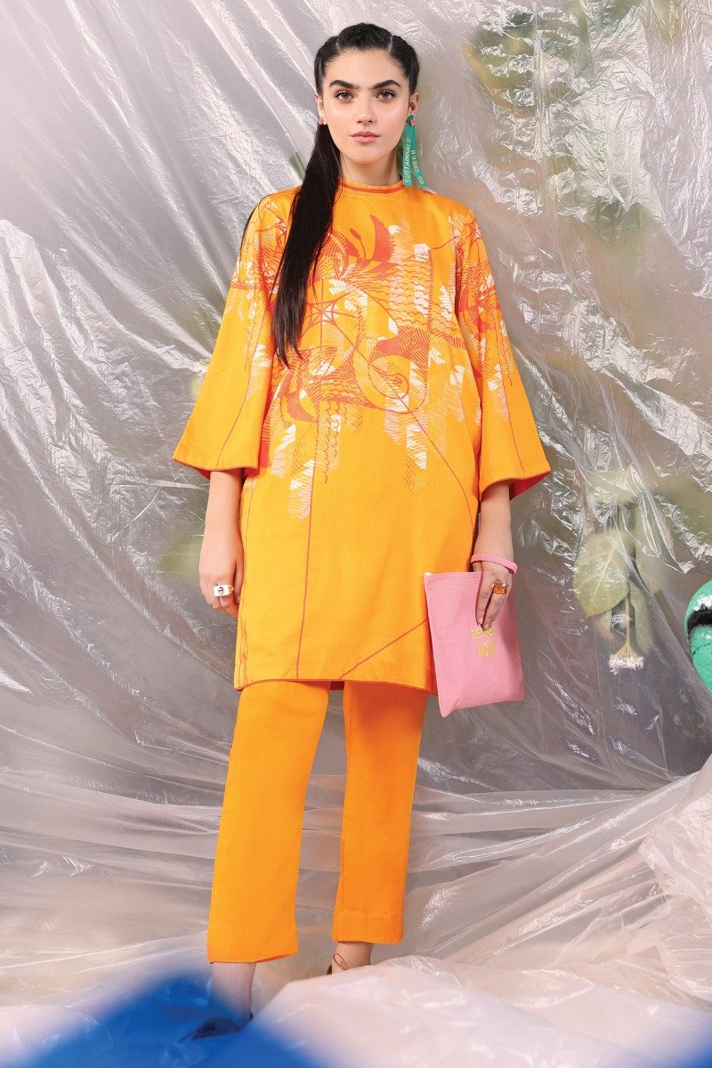 2 Pc Printed Twill Linen Outfit
