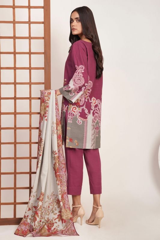 3 Piece Printed Khaddar Suit