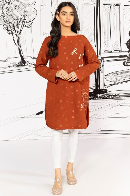 Jacquard Dyed Embroidered Kurti