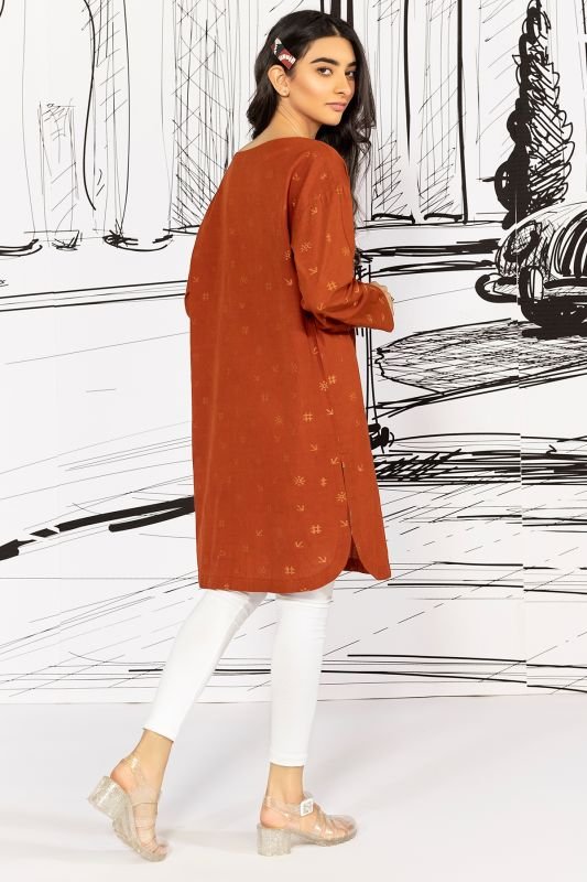Jacquard Dyed Embroidered Kurti