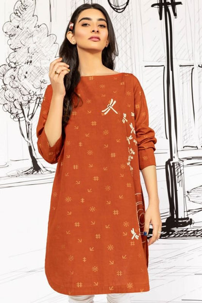 Jacquard Dyed Embroidered Kurti
