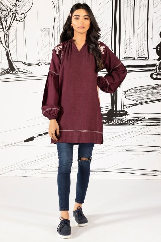 Yarn Dyed Dyed Embroidered Kurti