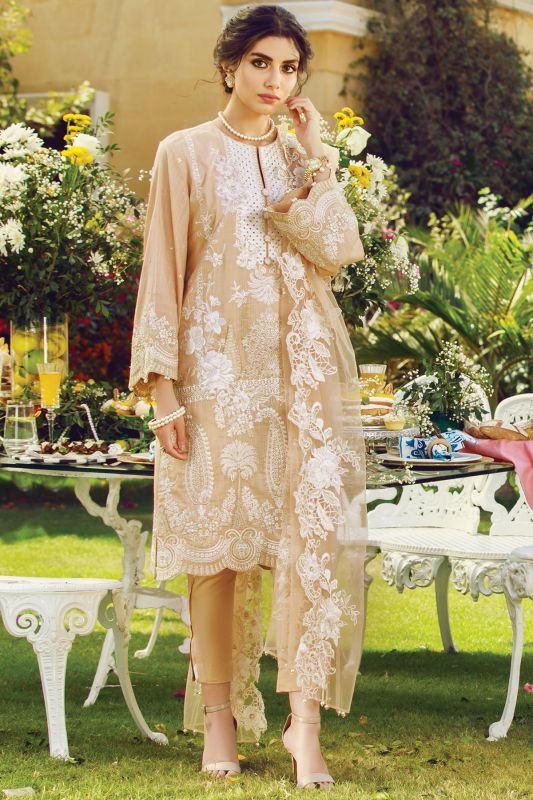 3 Pc Embroidered Cotton Slub Suit