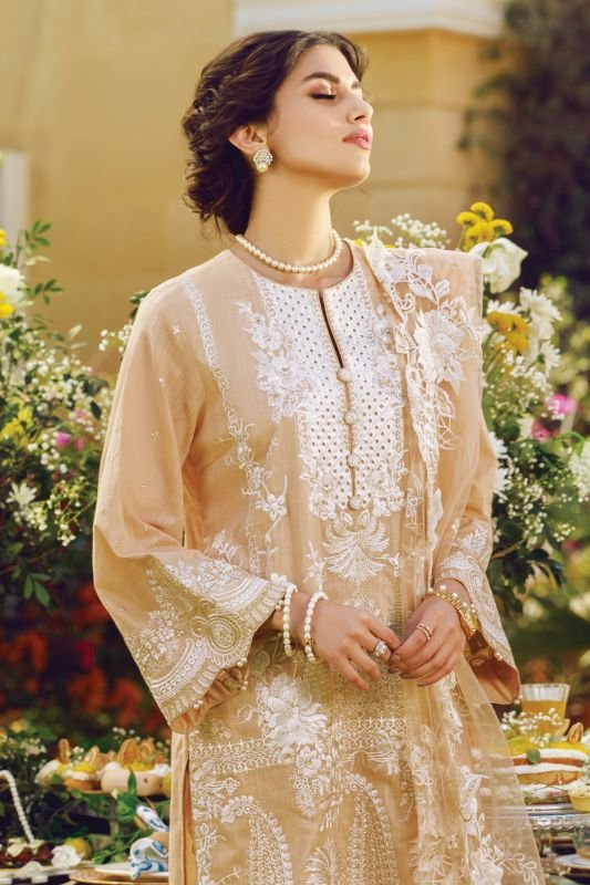 3 Pc Embroidered Cotton Slub Suit
