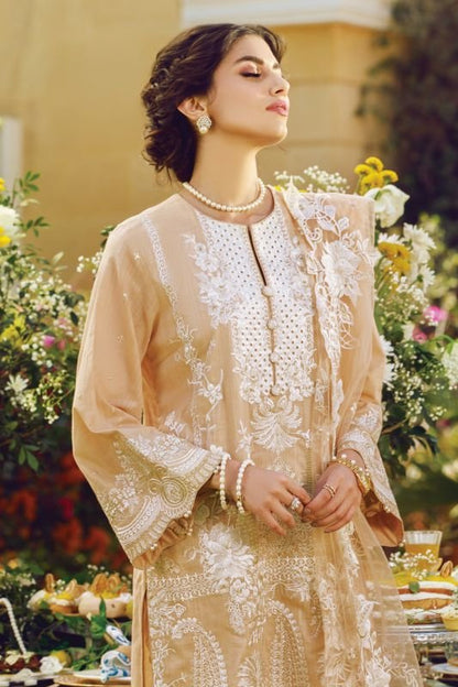 3 Pc Embroidered Cotton Slub Suit