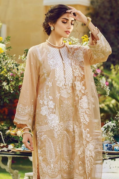 3 Pc Embroidered Cotton Slub Suit