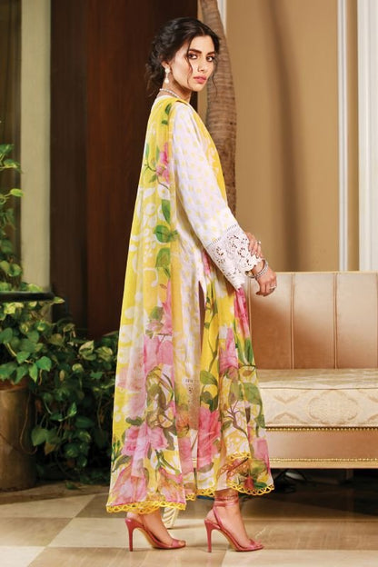 3 Pc Embroidered Cotton Satin Suit