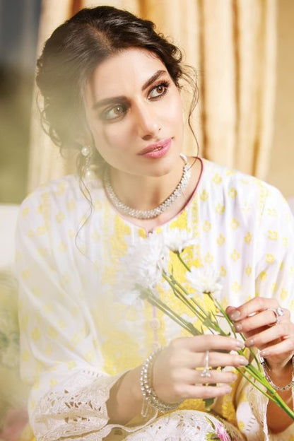 3 Pc Embroidered Cotton Satin Suit