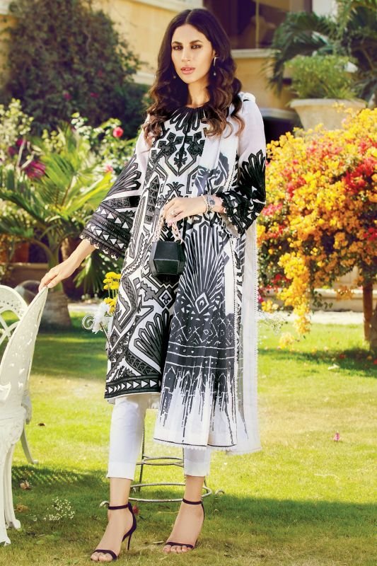 3 Pc Embroidered Cotton Net Suit