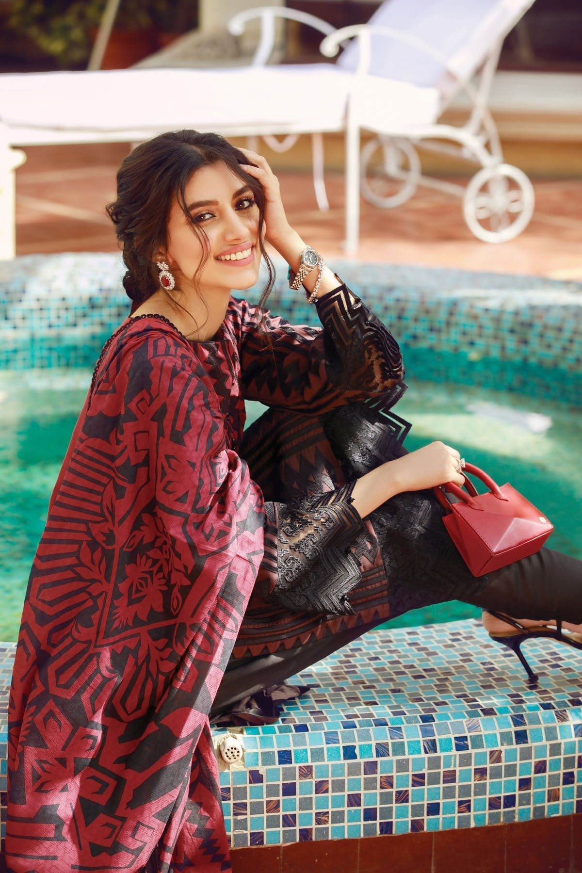 Alkaram - 3 Pc Embroidered Cotton Satin Suit With Jacquard Net Dupatta