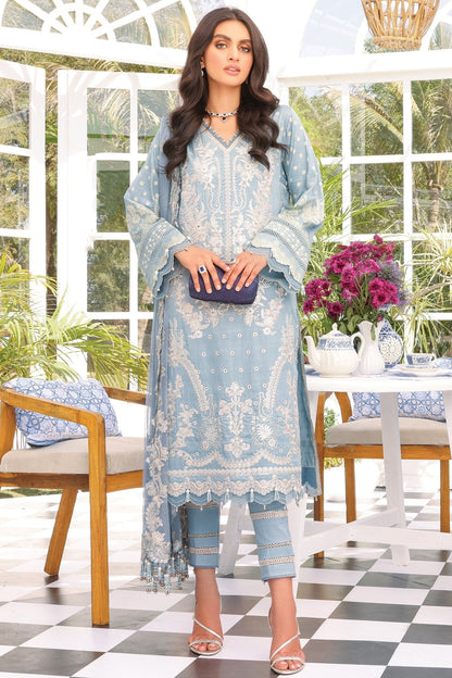 Alkaram - 3 Pc Embroidered Cotton Satin Suit with Poly Net Dupatta