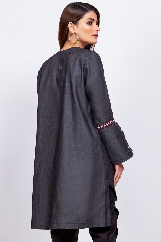 Dyed Embroidered Denim Kurti