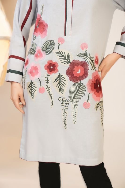 Dyed Embroidered Denim Kurti