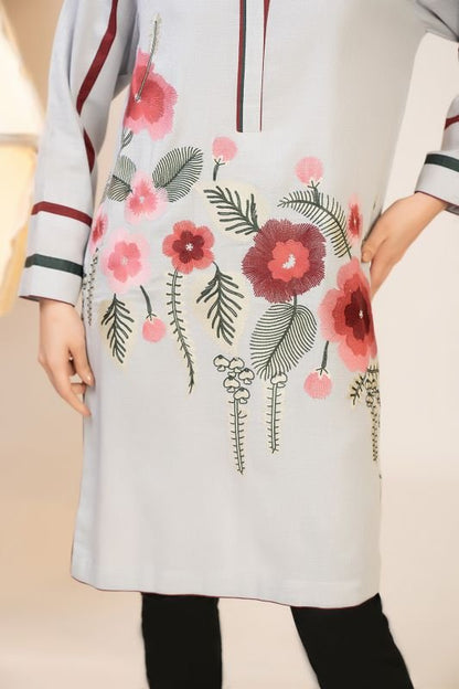Dyed Embroidered Denim Kurti