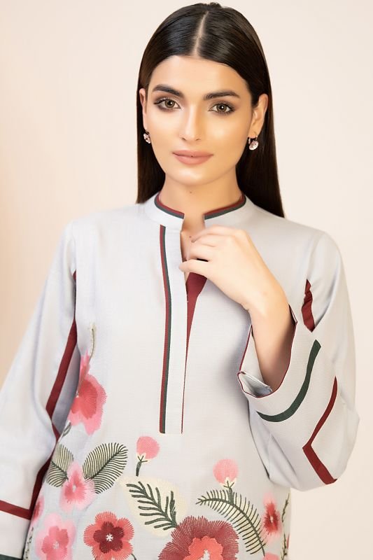 Dyed Embroidered Denim Kurti