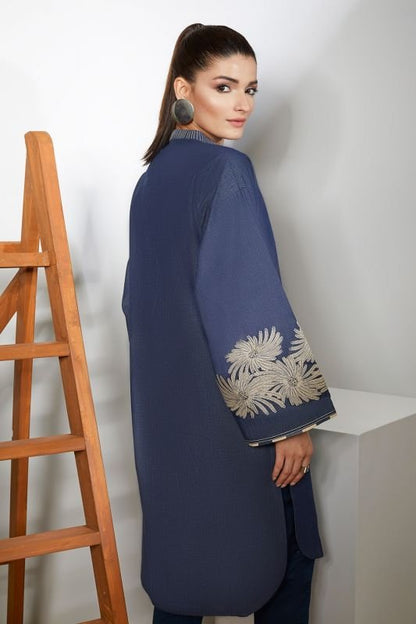 Dyed Embroidered Denim Kurti