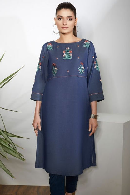 Embroidered Denim Kurti