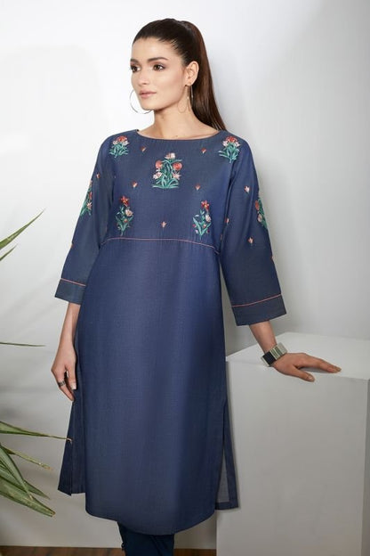 Embroidered Denim Kurti