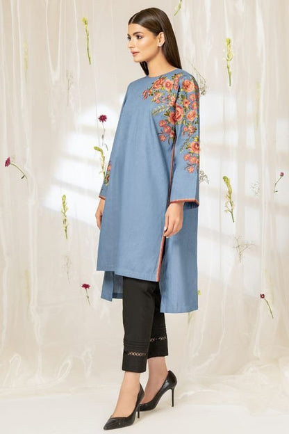 Dyed Embroidered Denim Kurti