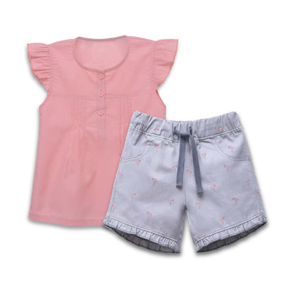 Cuddle & Cradle - Girls Woven Top and Pull-on Woven Shorts (Flamingo)