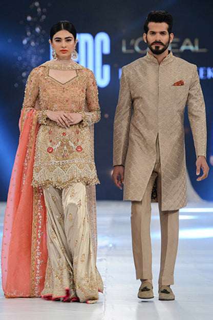 Beige Raw Silk Sherwani