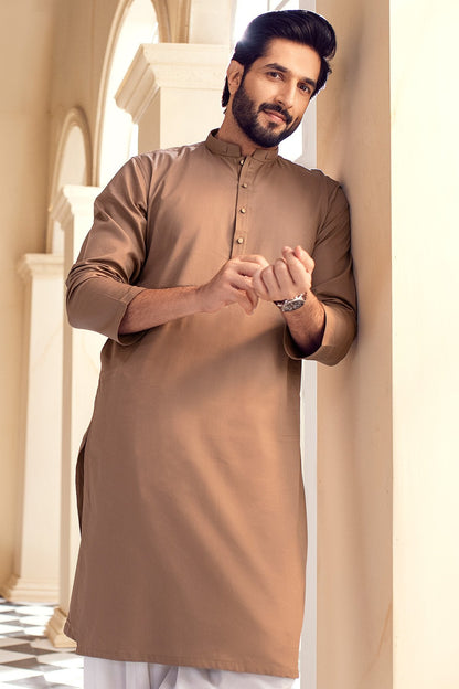 Dyed Ribbed Cotton Kurta