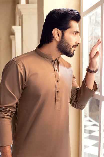 Dyed Ribbed Cotton Kurta