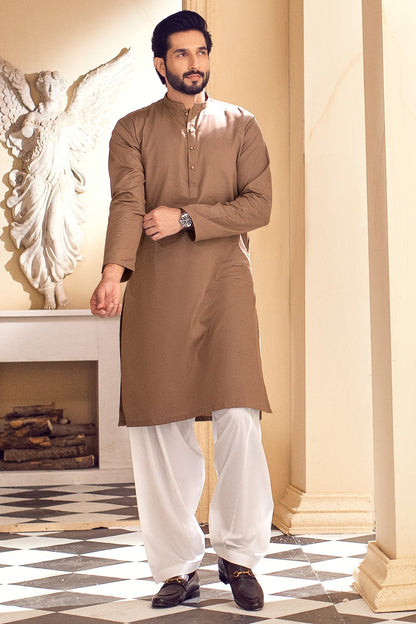 Dyed Ribbed Cotton Kurta