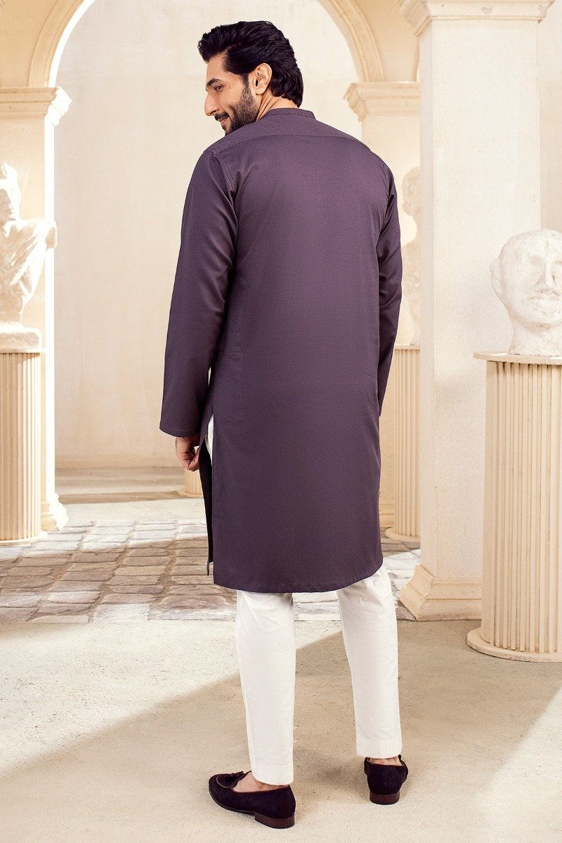 Embroidered Ribbed Cotton Kurta