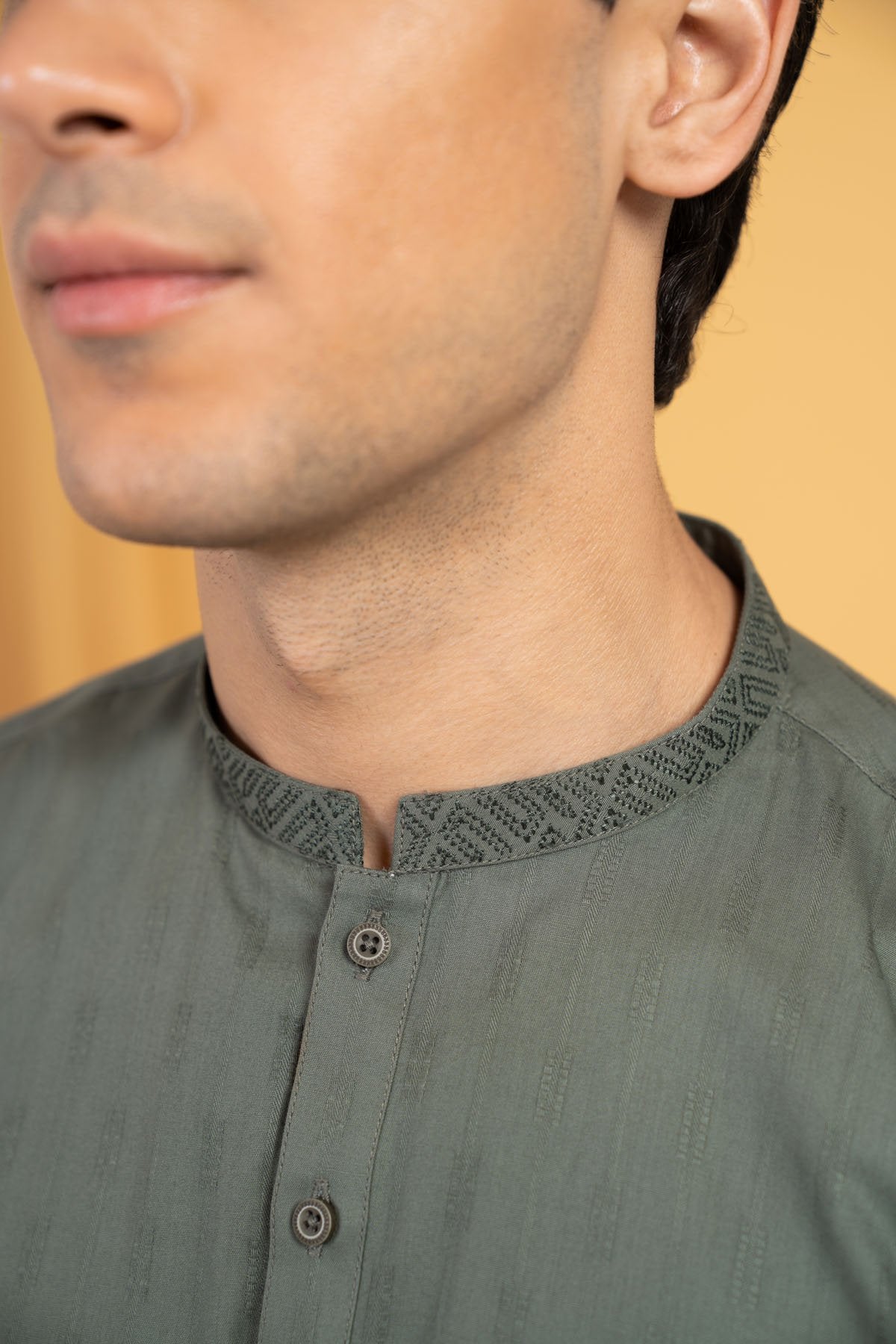 Dyed Embroidered Jacquard Kurta