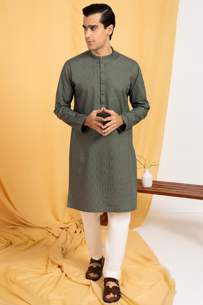 Dyed Embroidered Jacquard Kurta