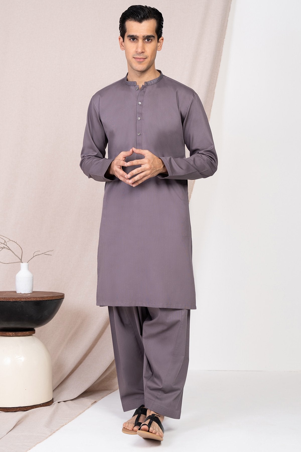 Dyed Ribbed Cotton Shalwar Kameez