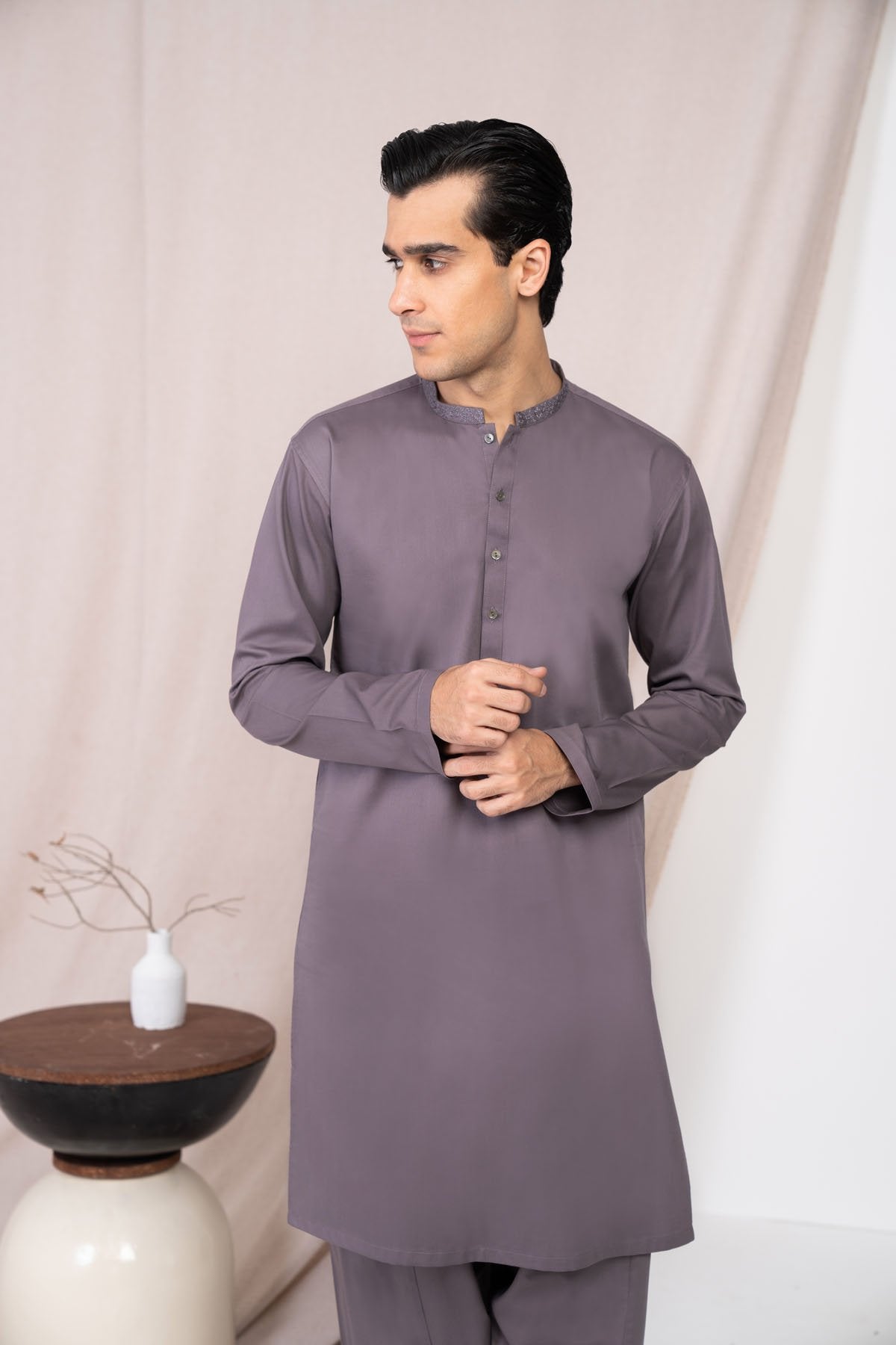 Dyed Ribbed Cotton Shalwar Kameez