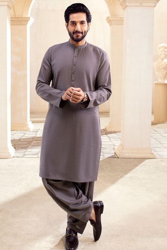Dyed Embroidered Khaddar Shalwar Kameez