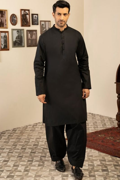 Dyed Embroidered Latha Shalwar Kameez