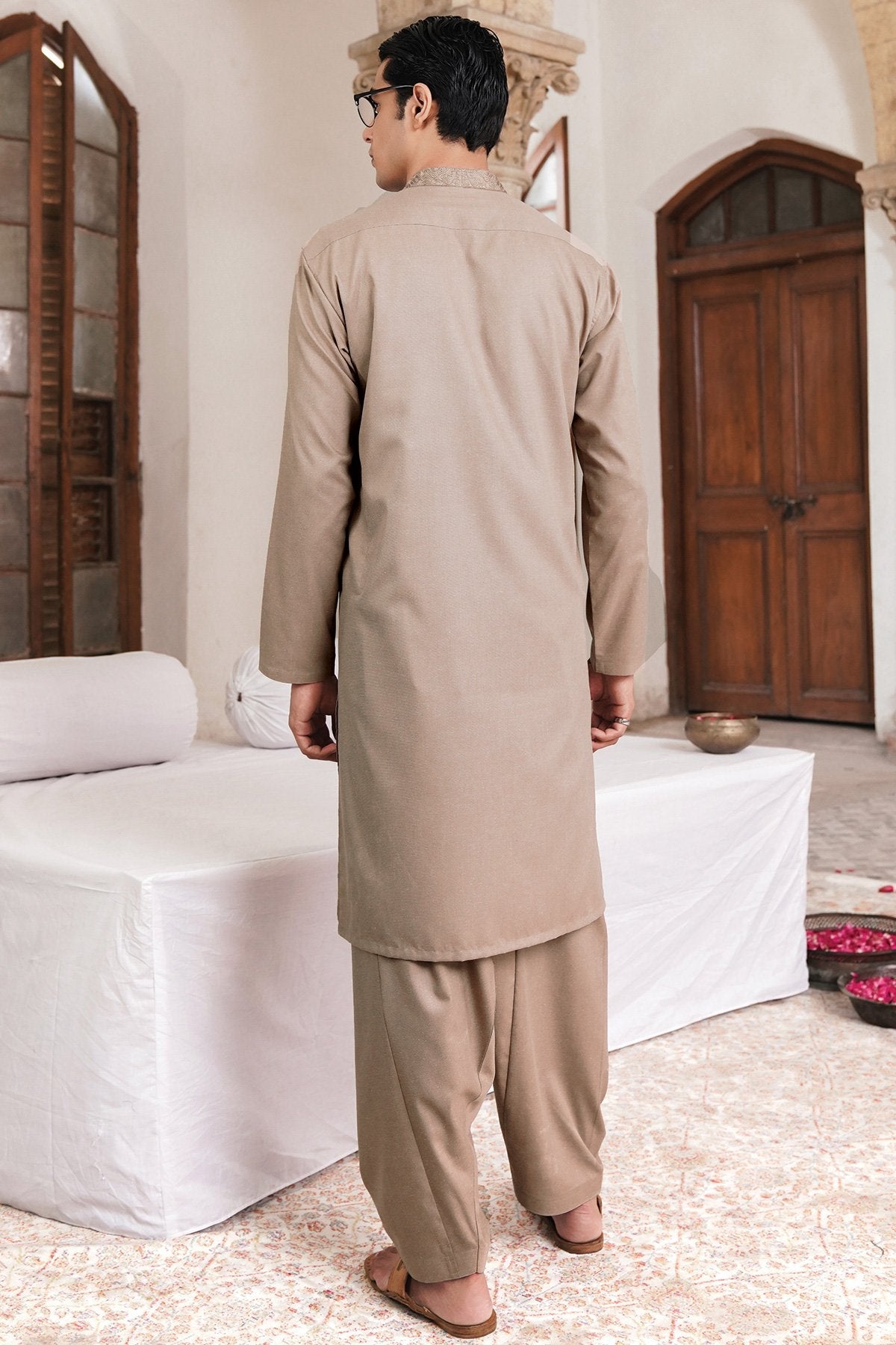 Dyed Embroidered Blended Shalwar Kameez