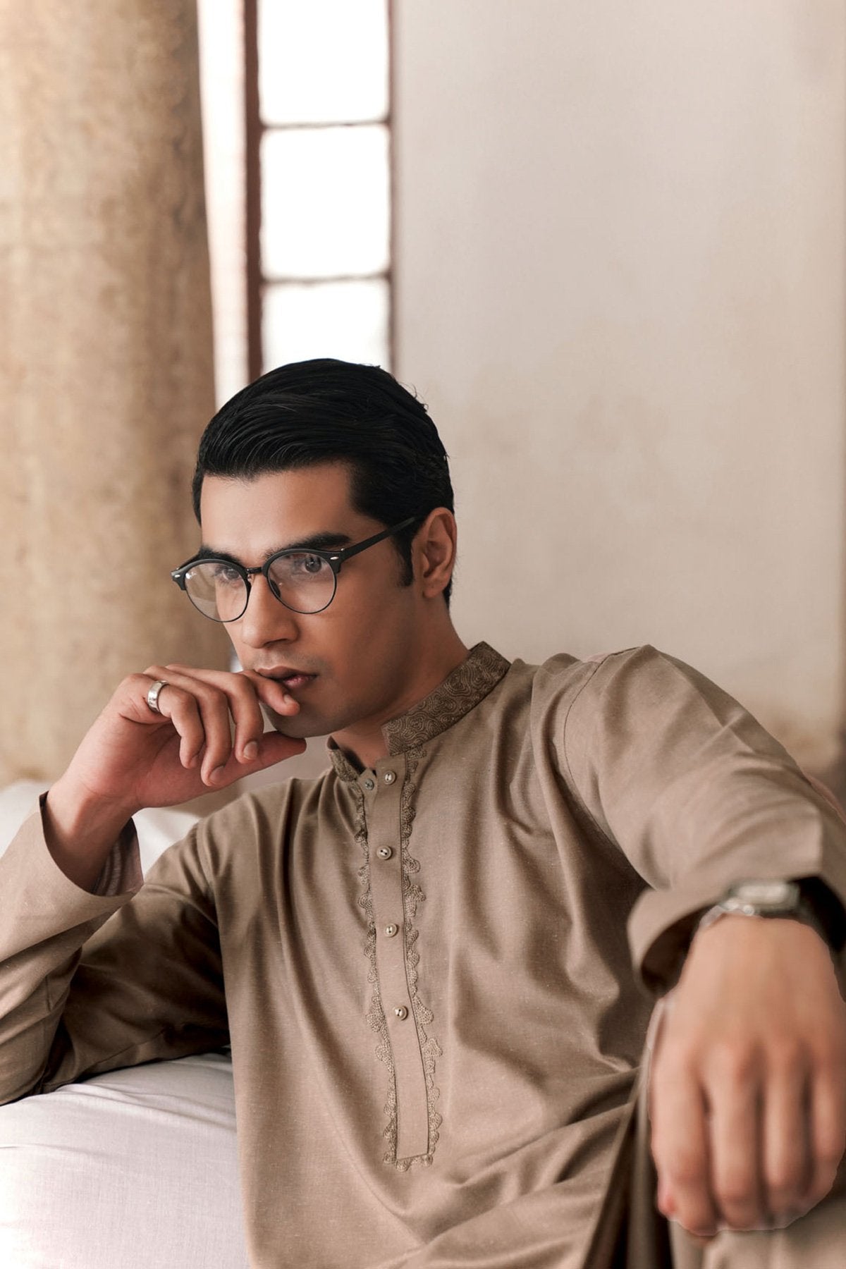 Dyed Embroidered Blended Shalwar Kameez