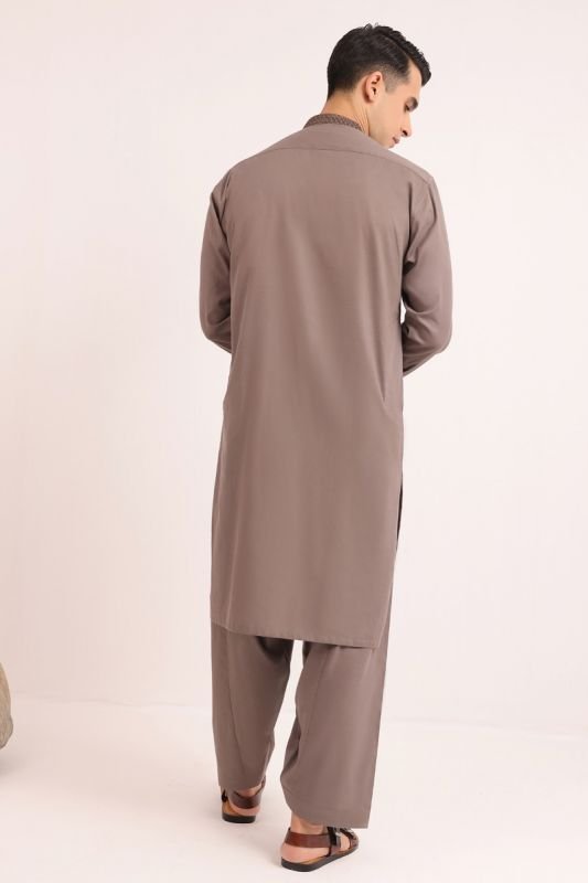 Embroidered Ribbed Cotton Shalwar Kameez